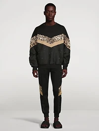 Mixed-Fabric Sweatshirt With Patch