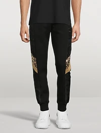 Mixed-Fabric Jogger Pants With Patch