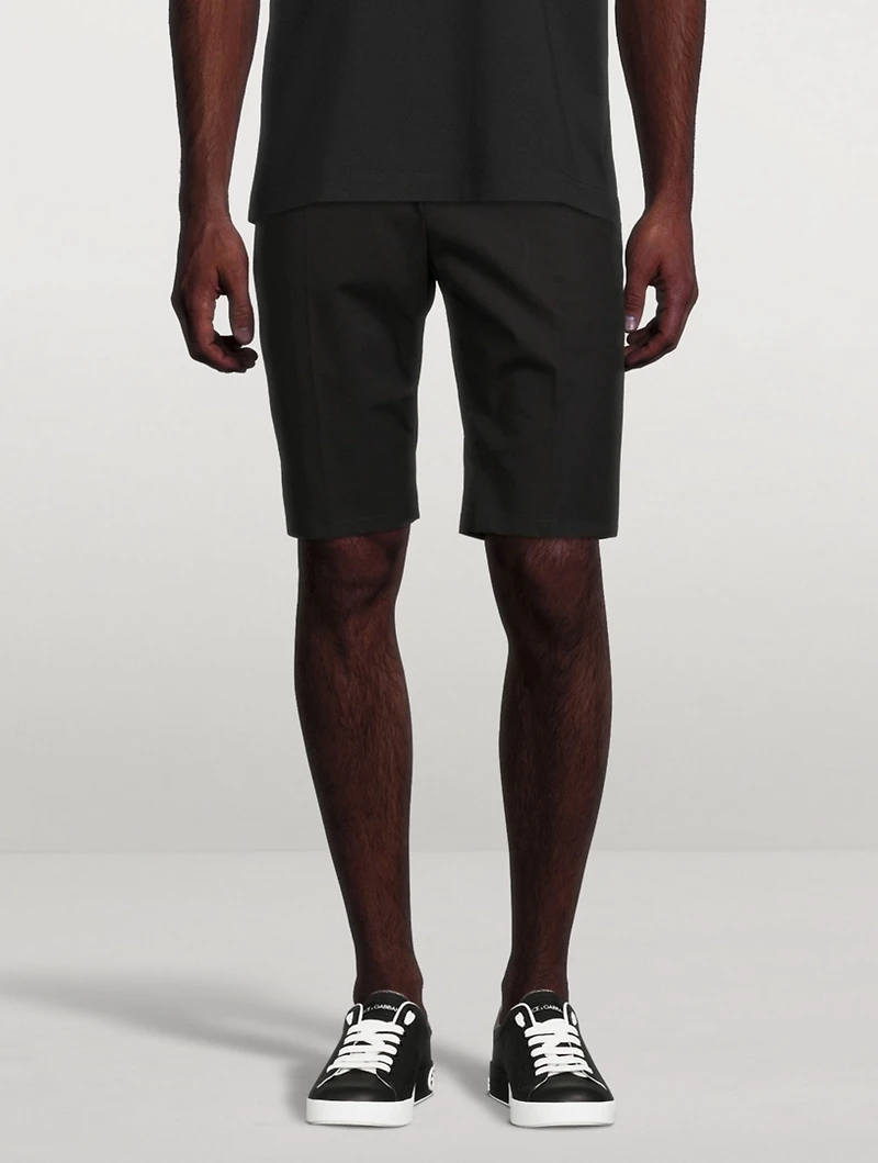 Cotton Stretch Shorts With Trim