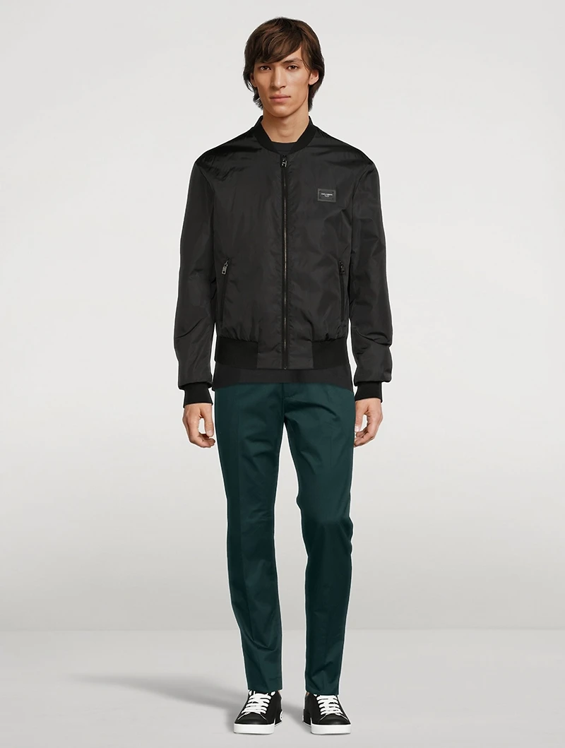 Cotton Gabardine Slim-Fit Pants