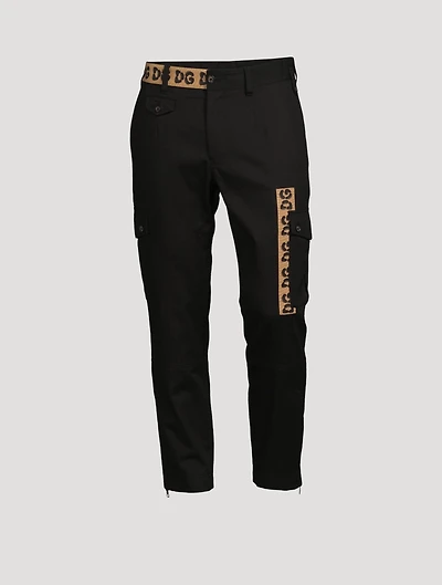 Stretch Cotton Cargo Pants With Patch