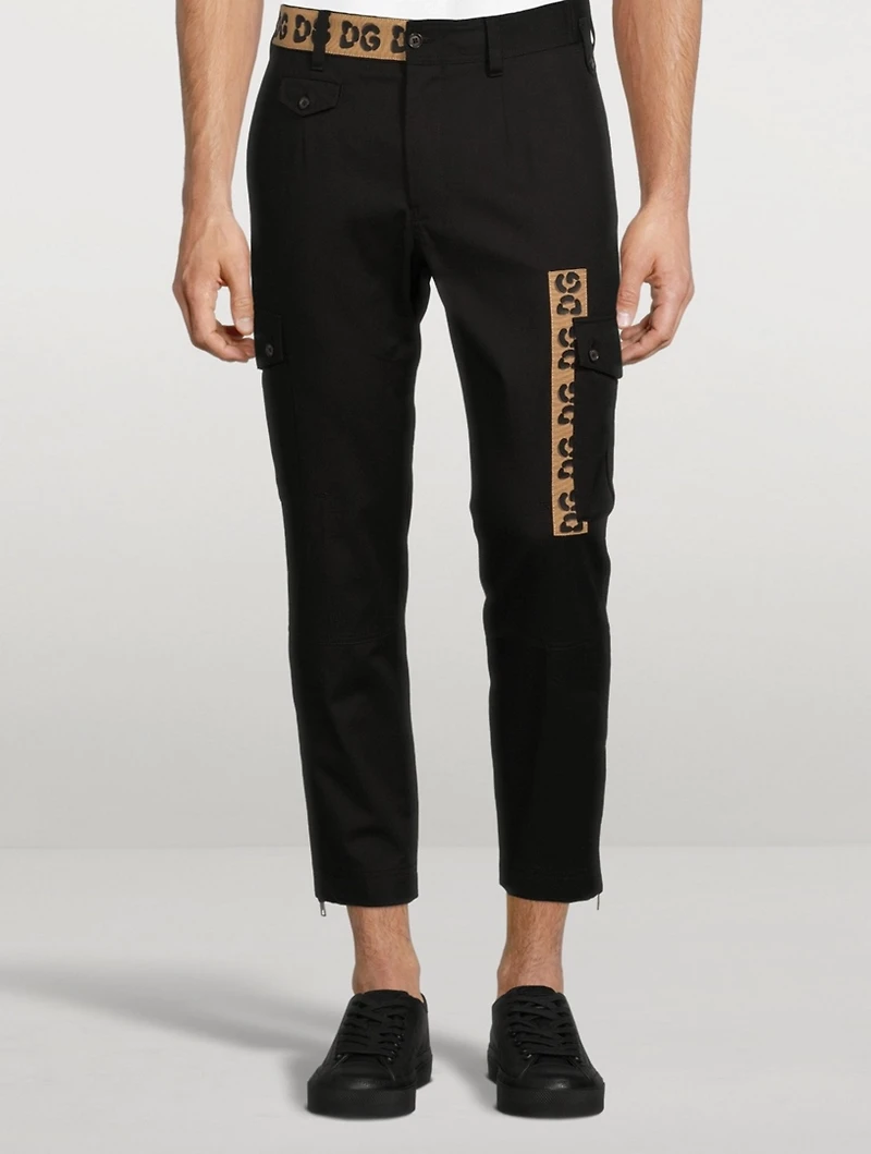 Stretch Cotton Cargo Pants With Patch