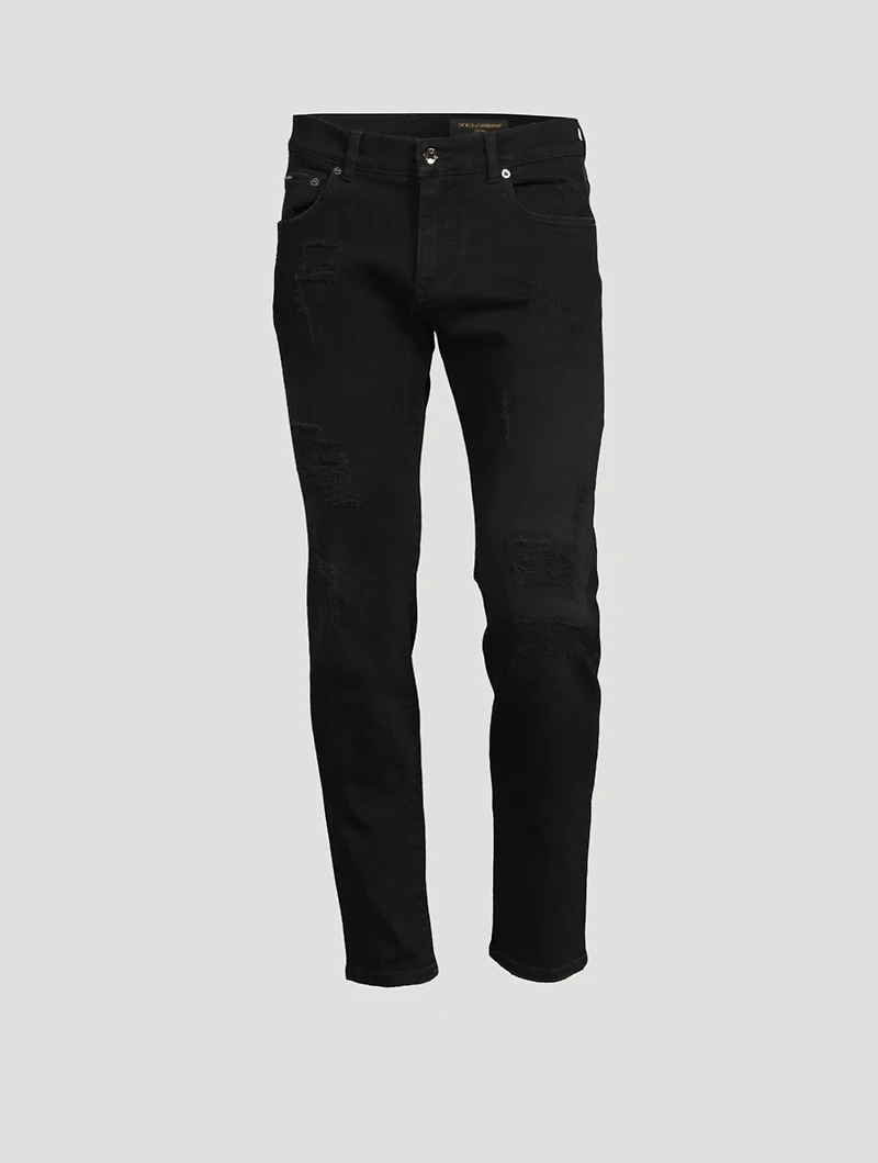 Cotton Stretch Distressed Skinny Jeans