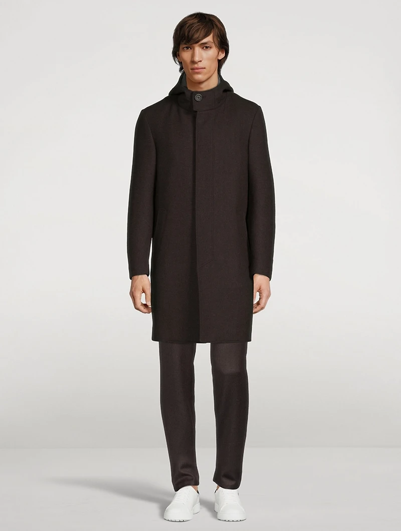 Wool Hooded Overcoat