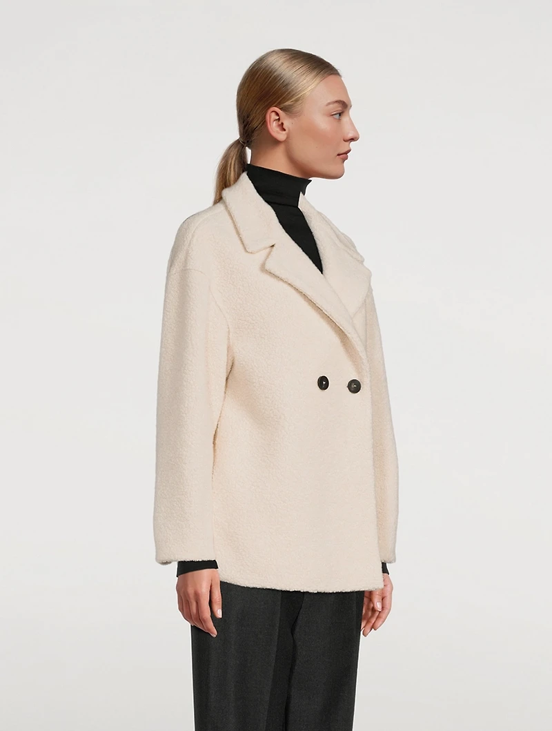 Boucle Drop-Shoulder Double-Breasted Coat