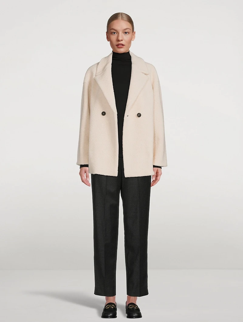 Boucle Drop-Shoulder Double-Breasted Coat