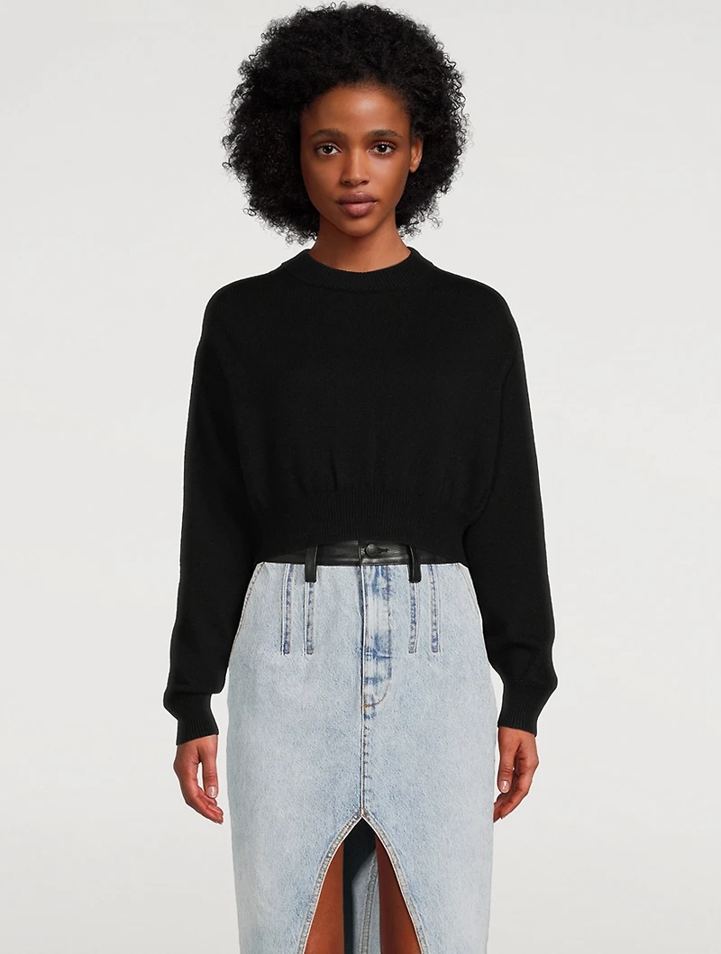 Illusion Tulle Cropped Sweater