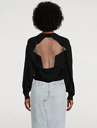 Illusion Tulle Cropped Sweater