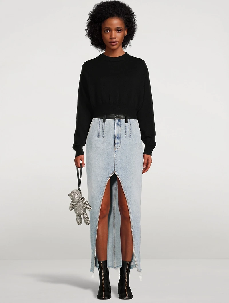 Illusion Tulle Cropped Sweater