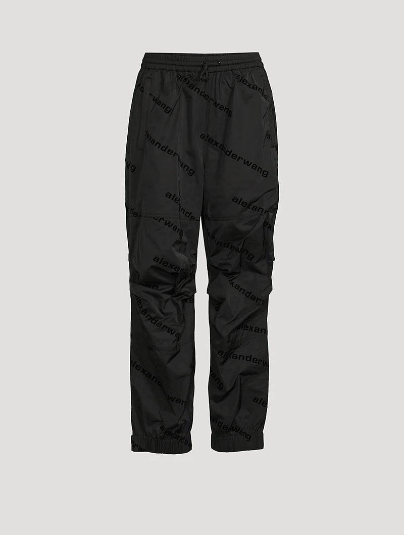 Taffeta Track Pants With Flock Logos