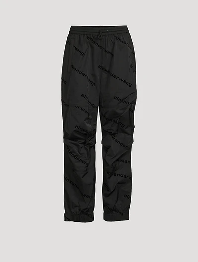 Taffeta Track Pants With Flock Logos