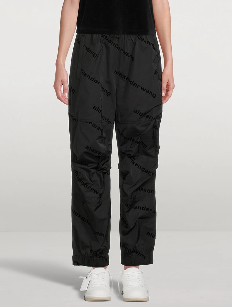 Taffeta Track Pants With Flock Logos