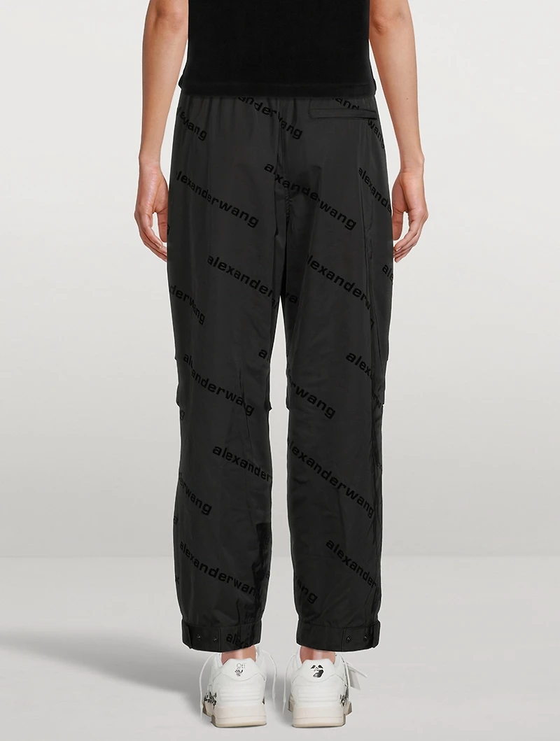 Taffeta Track Pants With Flock Logos