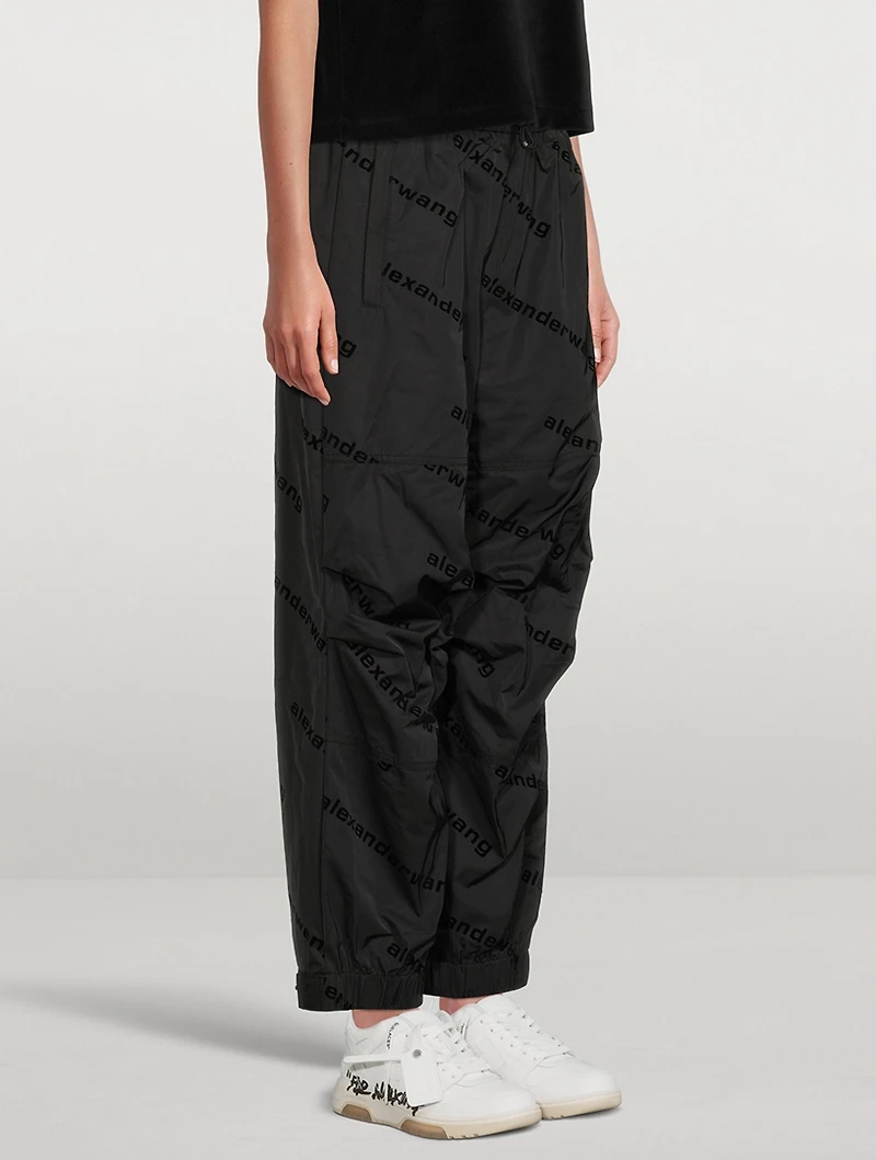 Taffeta Track Pants With Flock Logos