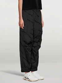 Taffeta Track Pants With Flock Logos
