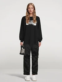 Taffeta Track Pants With Flock Logos
