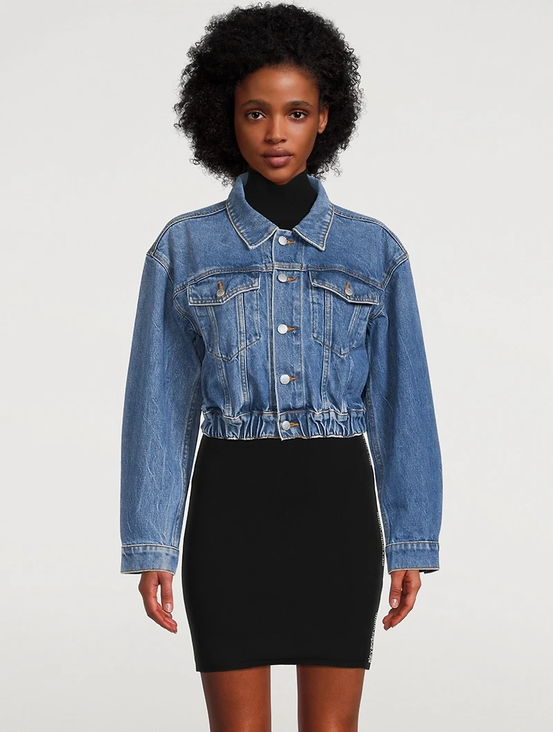 Ruched Waist Denim Jacket