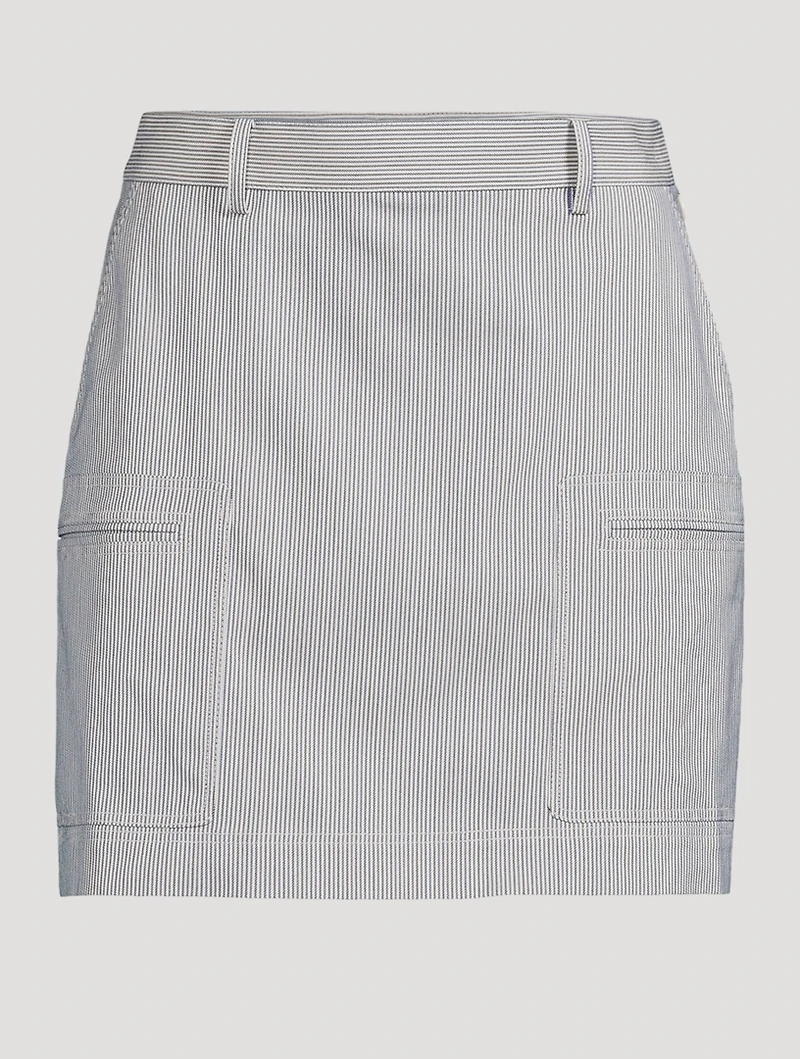 Cotton-Blend Mini Skirt Striped Print
