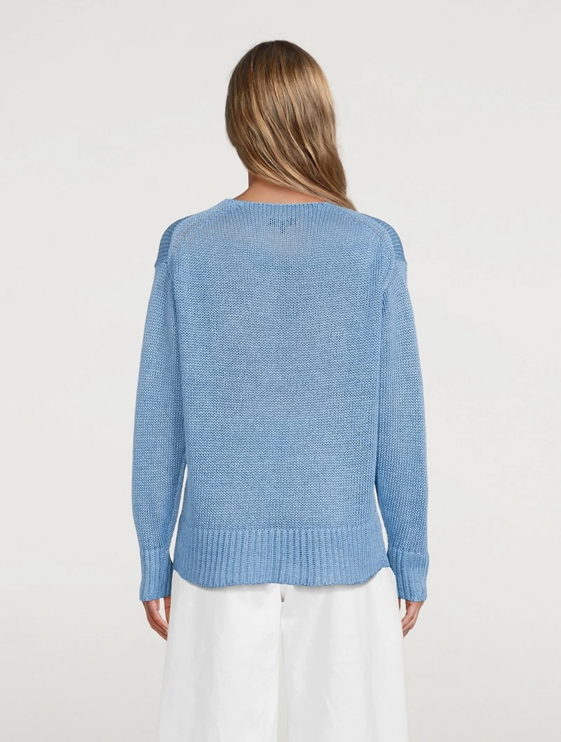Linen Knit V-Neck Sweater