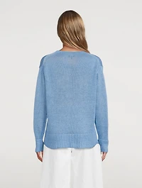 Linen Knit V-Neck Sweater