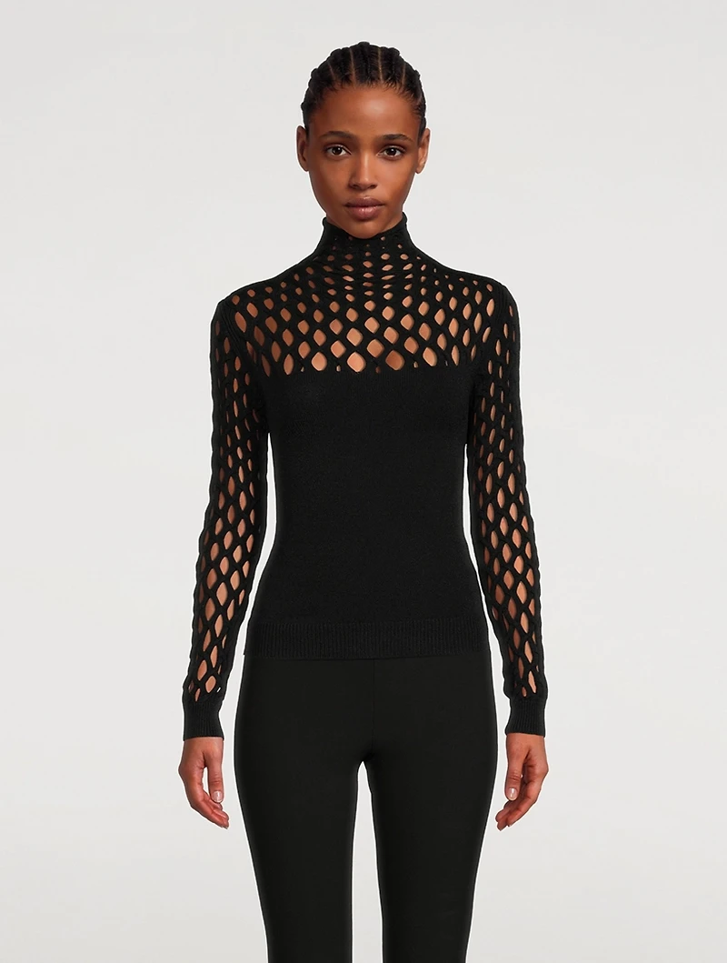 Net Turtleneck Top