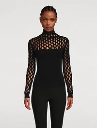 Net Turtleneck Top