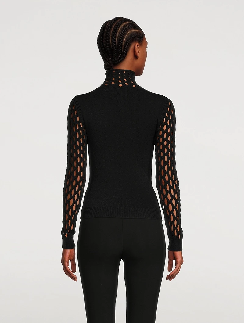 Net Turtleneck Top