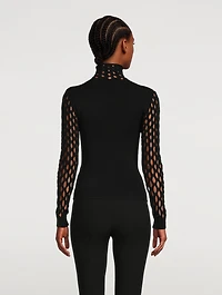 Net Turtleneck Top