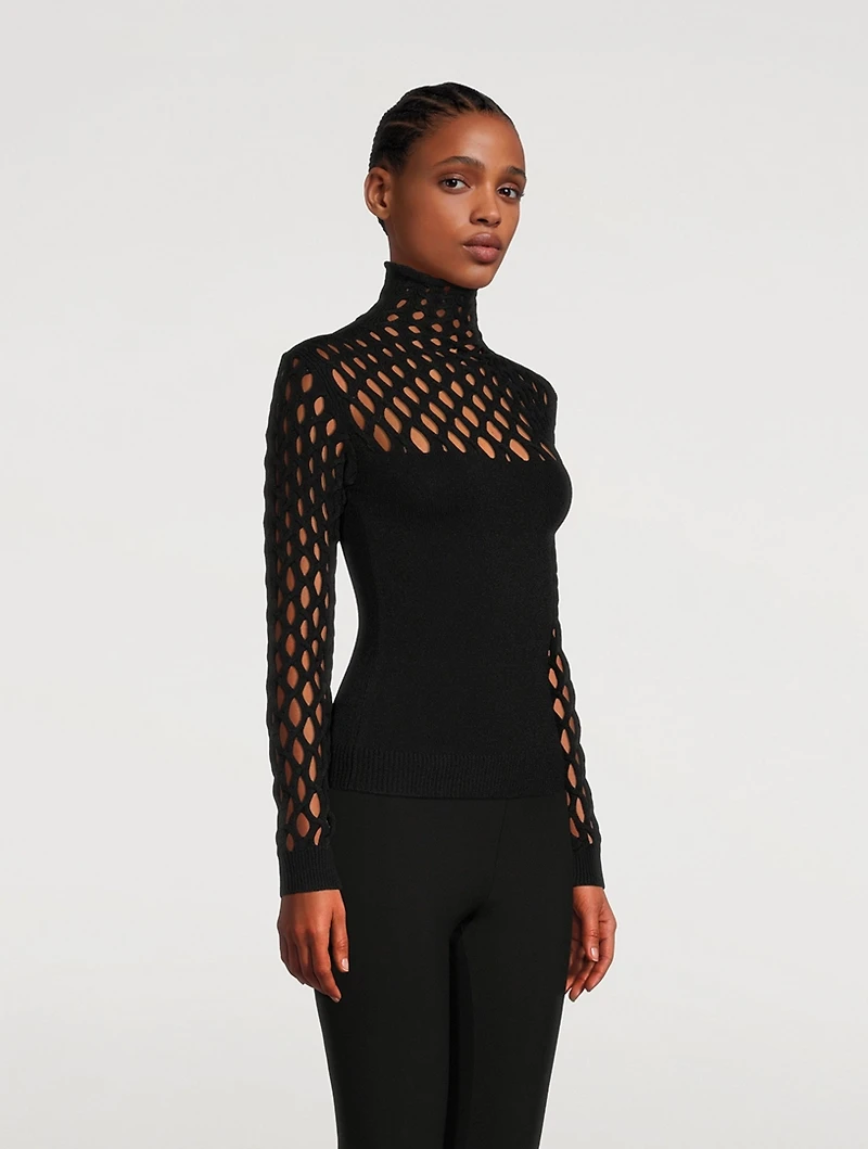 Net Turtleneck Top