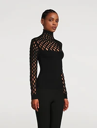 Net Turtleneck Top