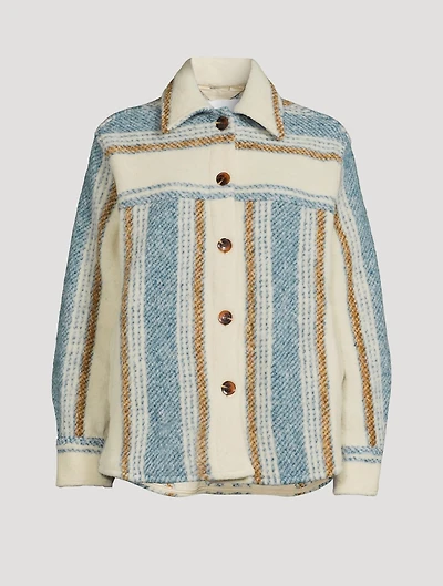Rose Shirt Jacket Stripe Print