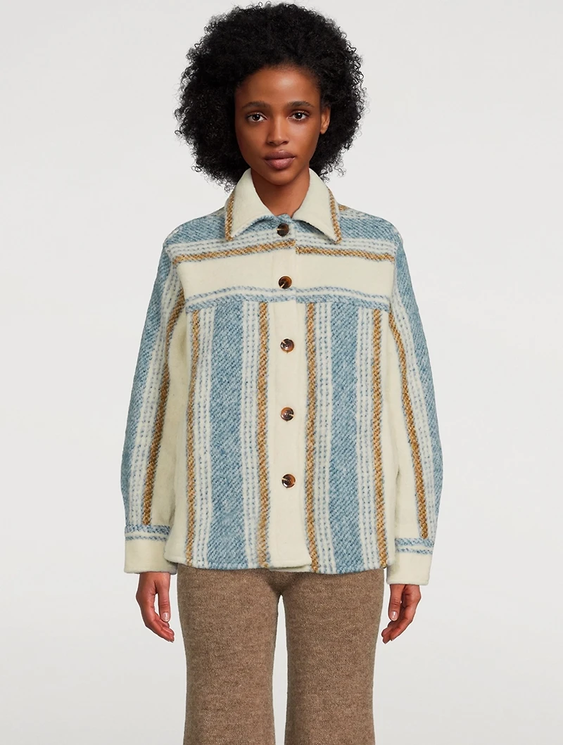 Rose Shirt Jacket Stripe Print