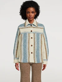 Rose Shirt Jacket Stripe Print