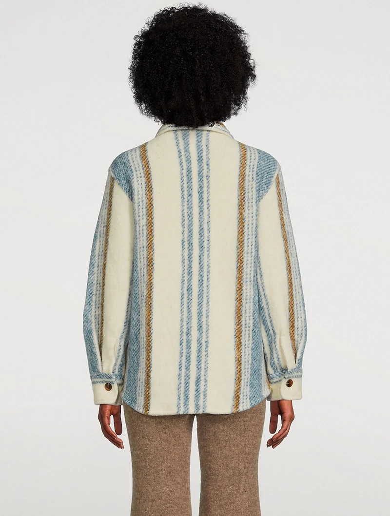 Rose Shirt Jacket Stripe Print