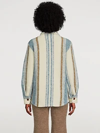 Rose Shirt Jacket Stripe Print
