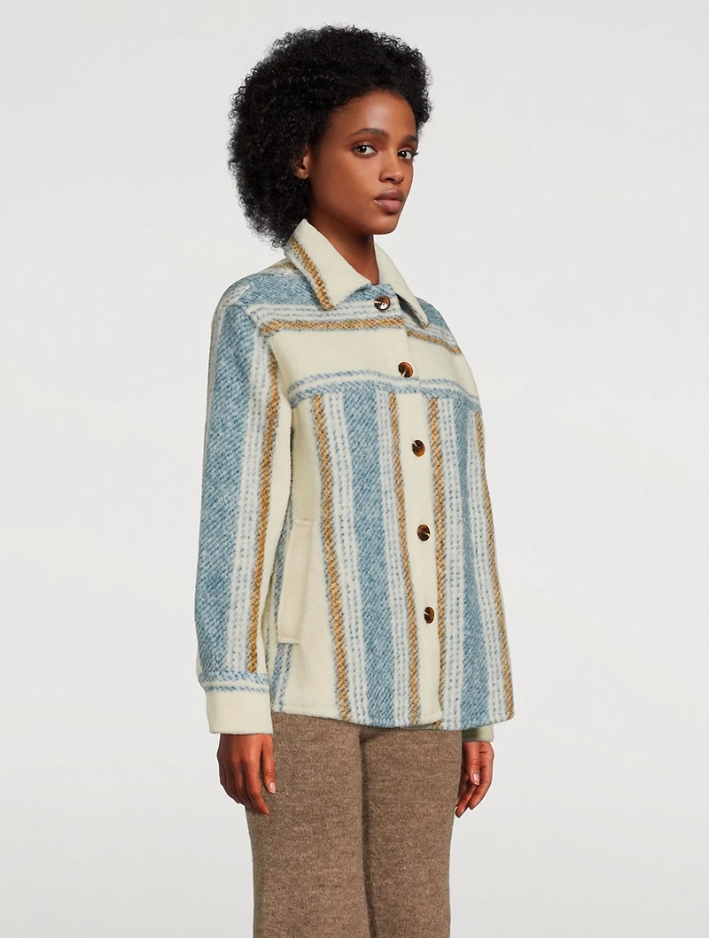 Rose Shirt Jacket Stripe Print