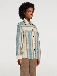 Rose Shirt Jacket Stripe Print
