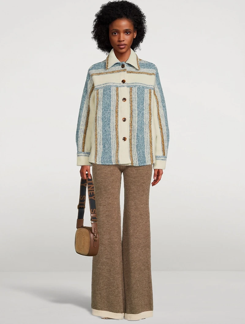 Rose Shirt Jacket Stripe Print