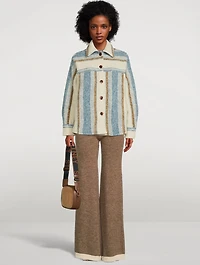 Rose Shirt Jacket Stripe Print