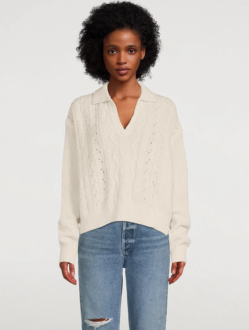 Neta Cable-Knit Polo Sweater