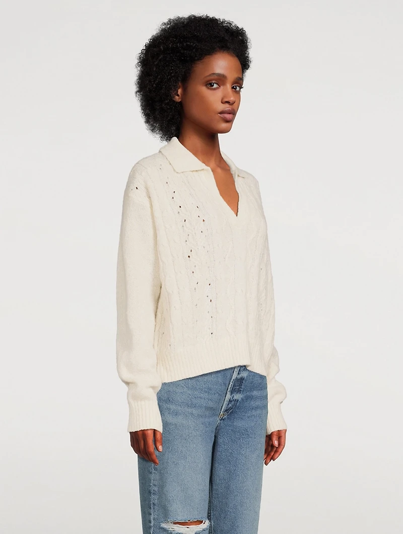 Neta Cable-Knit Polo Sweater