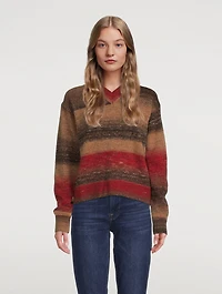 Zoey Jacquard Stripe V-Neck Sweater