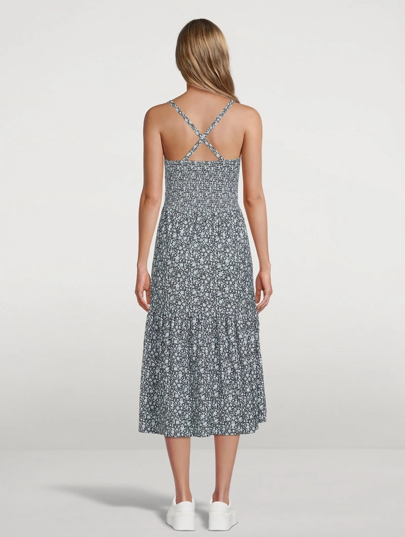 Penelope Printed Cross-Back Midi Dress