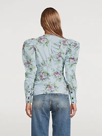 Organic Cotton Puff-Sleeve Top Floral Print