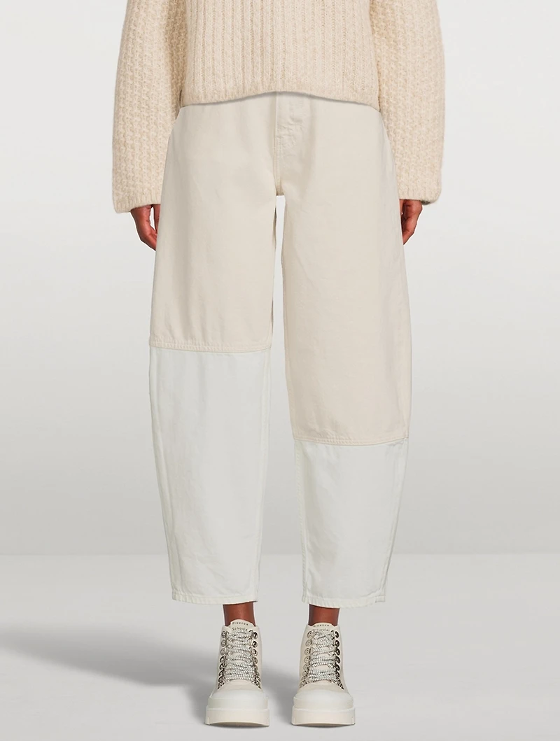 Cutline Curved-Leg Jeans