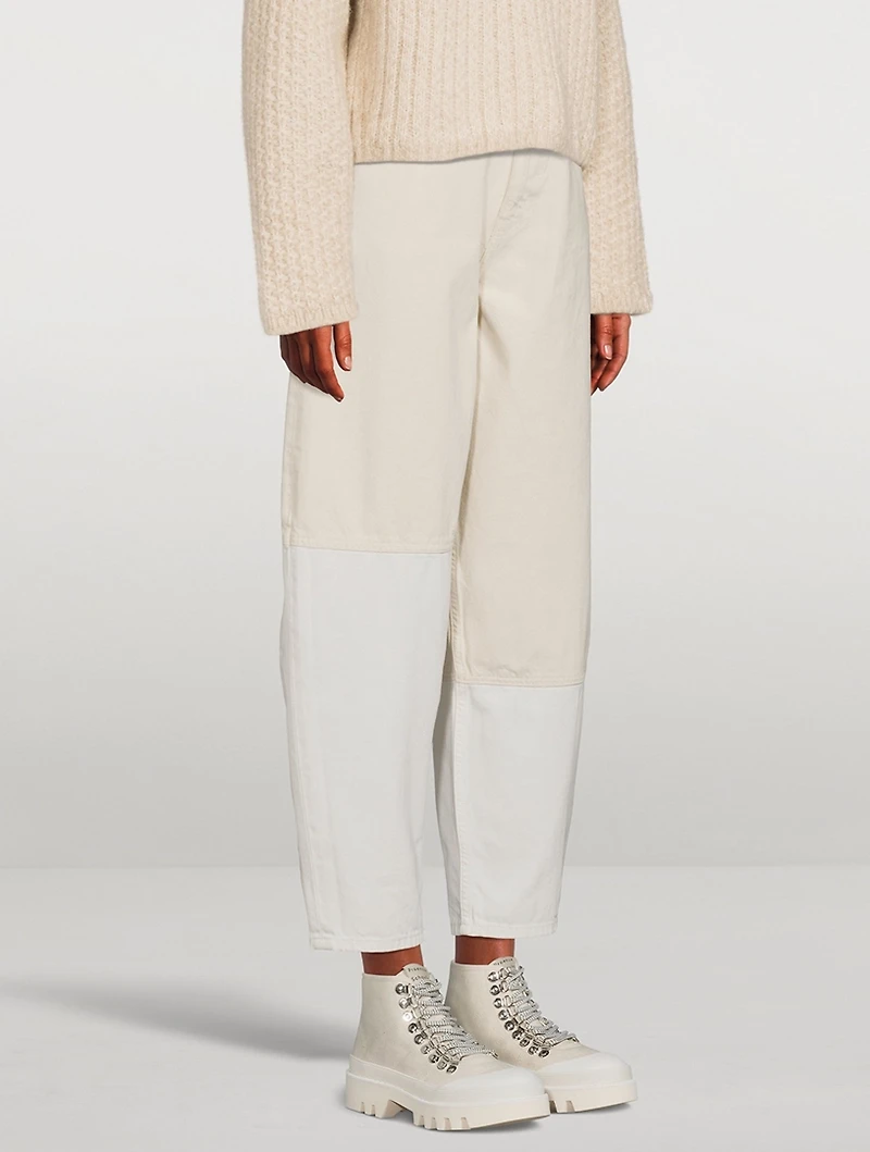Cutline Curved-Leg Jeans