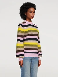 Puff-Sleeve Striped Sweater