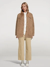 Melange Knit Shirt With Crystal Buttons