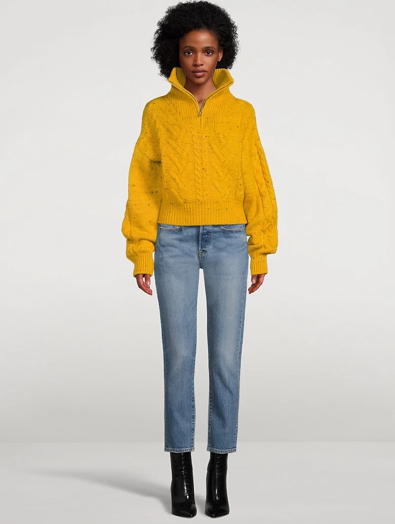 Half-Zip Cable-Knit Sweater