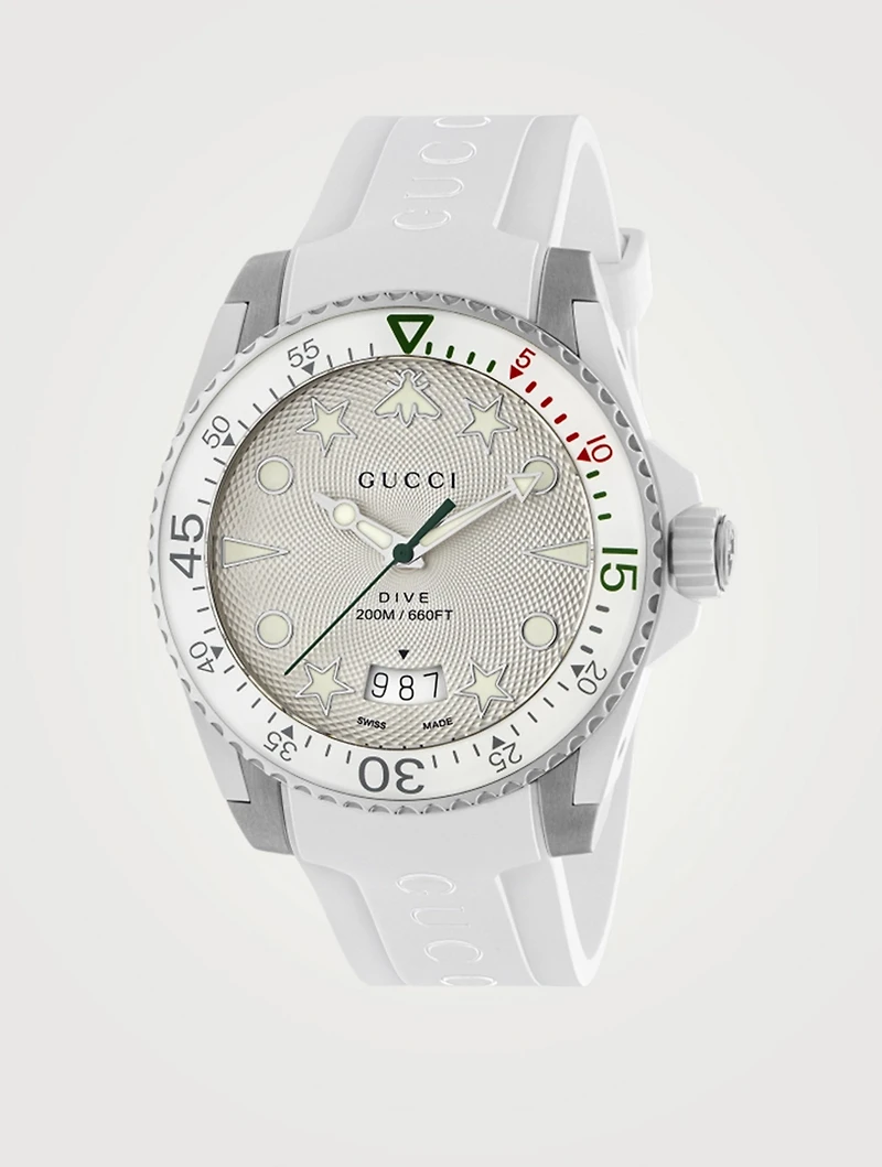 Dive Stainless Steel Rubber Strap Watch